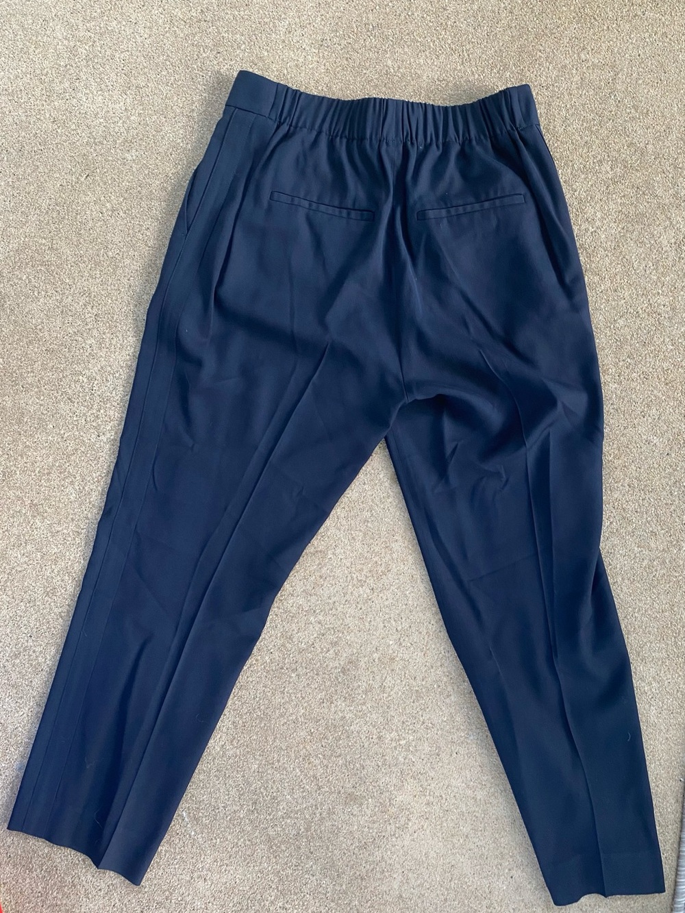 Vince Navy Black Elastic-Waist Tailored Pants